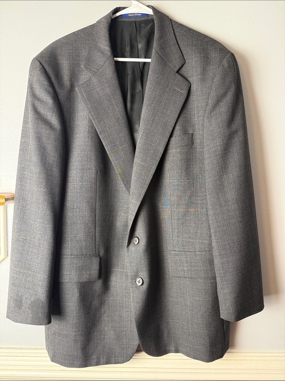 Chaps Men's Charcoal Gray Two-Button Sport Coat Blazer 109% wool nice